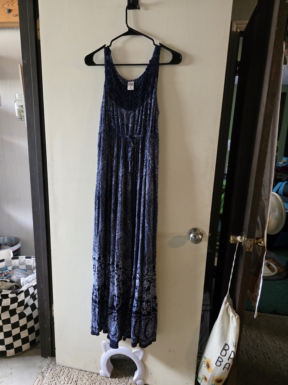 Bila Navy Textured Boho Maxi Dress